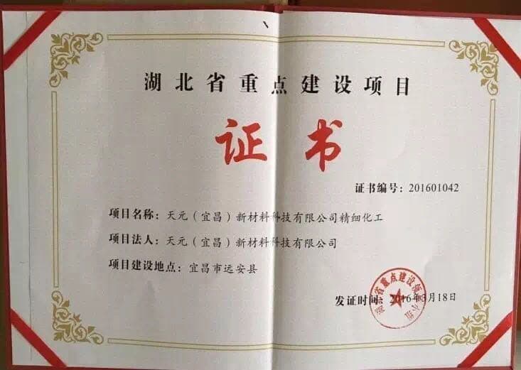 “天元工业科技园”项目被湖北省政府授予2016年度省级重点建设项目